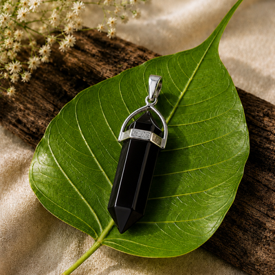 Black Obsidian Crystal Point Pendant  Protection • Grounding • Powerful Energy