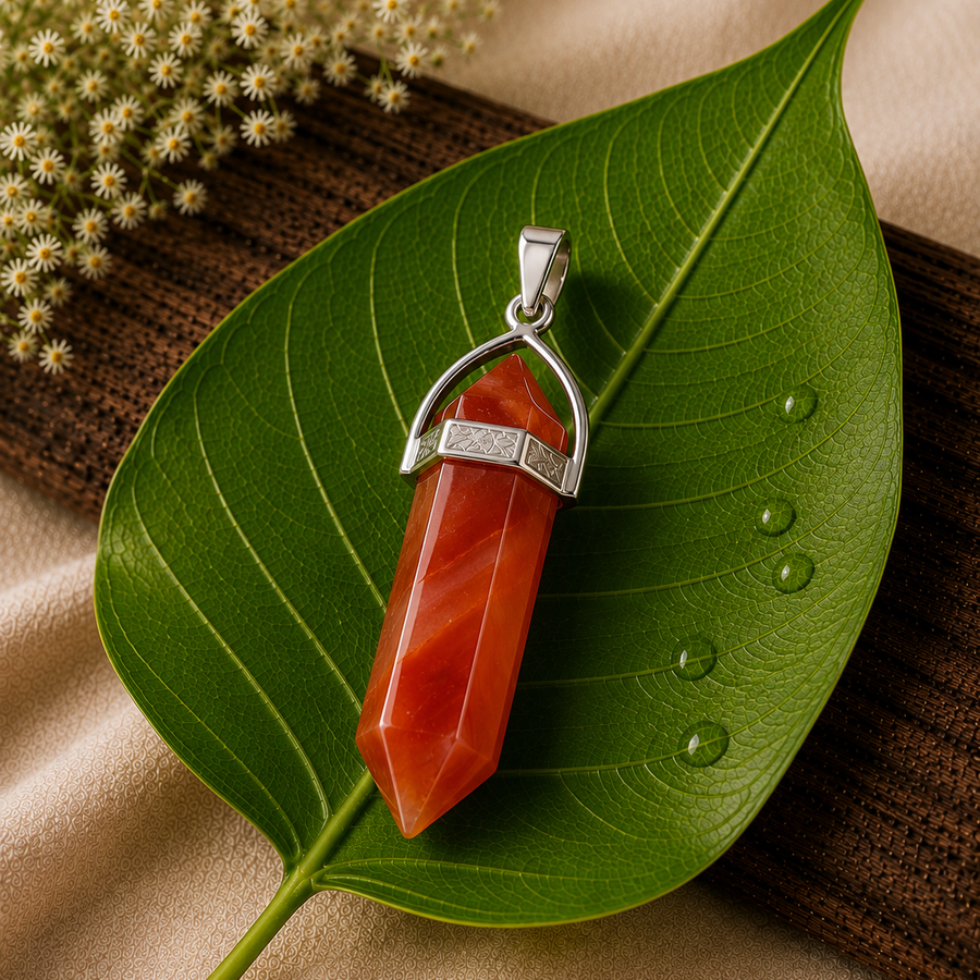 Carnelian Crystal Point Pendant  Confidence • Motivation • Vitality
