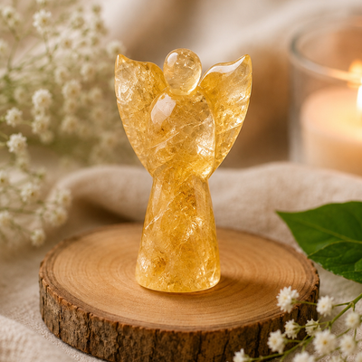 Citrine Crystal Angel Figurine  Abundance • Joy • Positive Energy