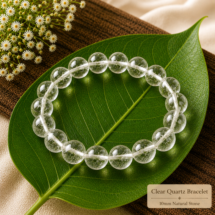 Clear Quartz Natural Stone Bracelet (10mm)  Clarity • Healing • Energy