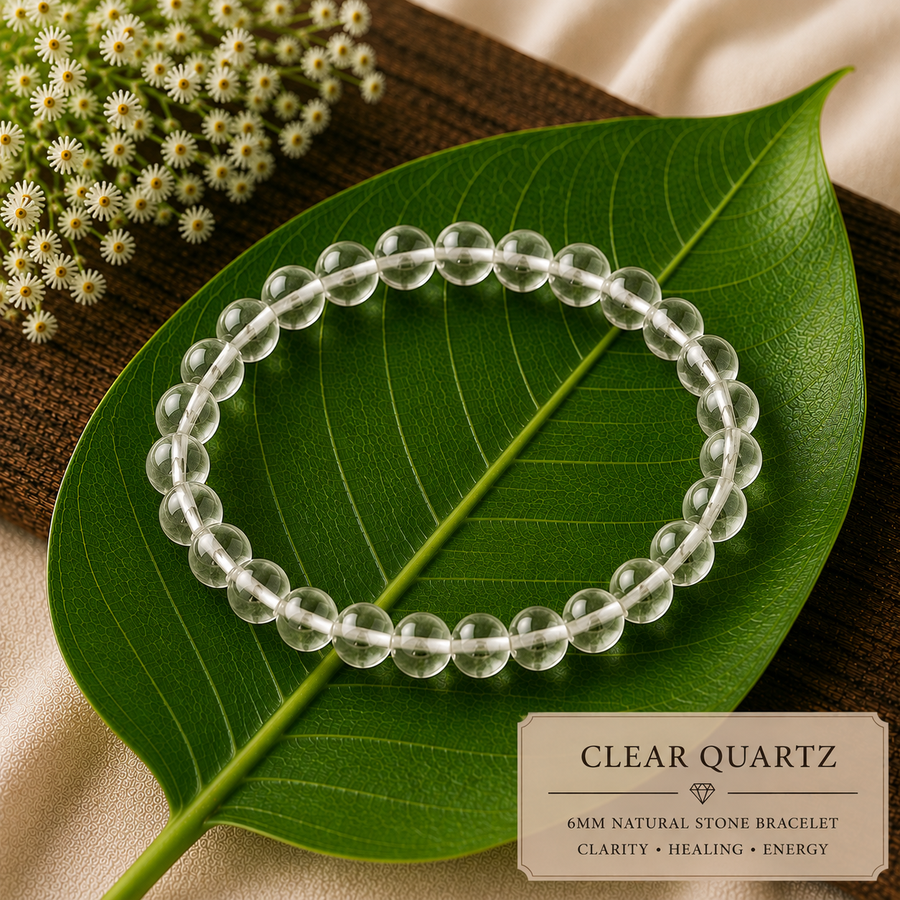 Clear Quartz Natural Stone Bracelet (6mm)  Clarity • Healing • Energy