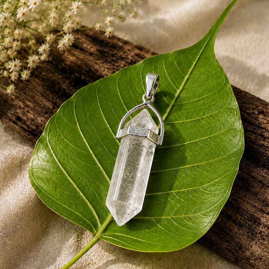 Clear Quartz Crystal Point Pendant  Clarity • Energy Amplification • Balance