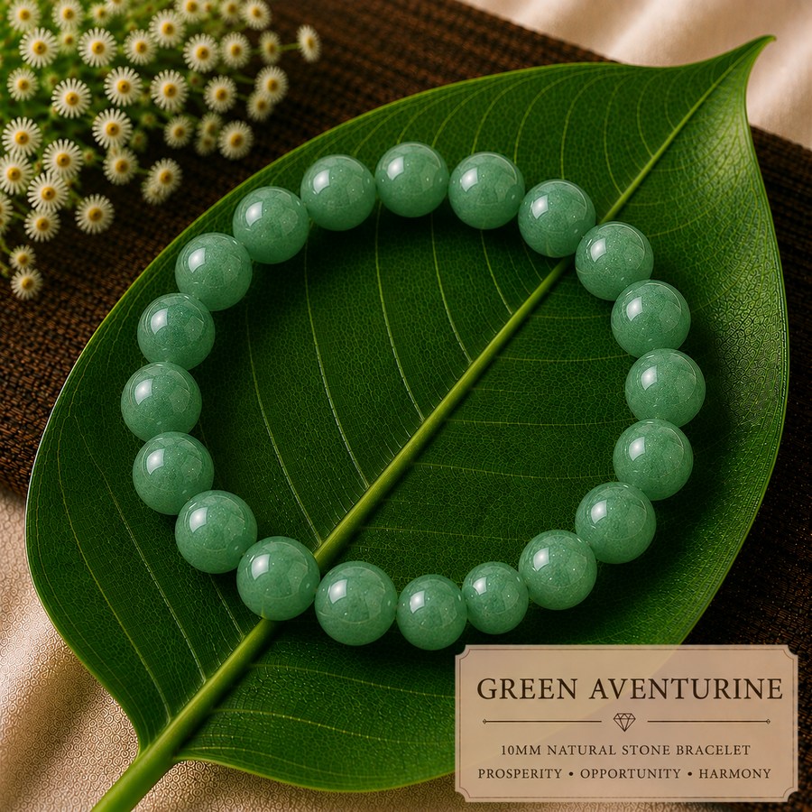 Green Aventurine Natural Stone Bracelet (10mm)  Prosperity • Opportunity • Harmony
