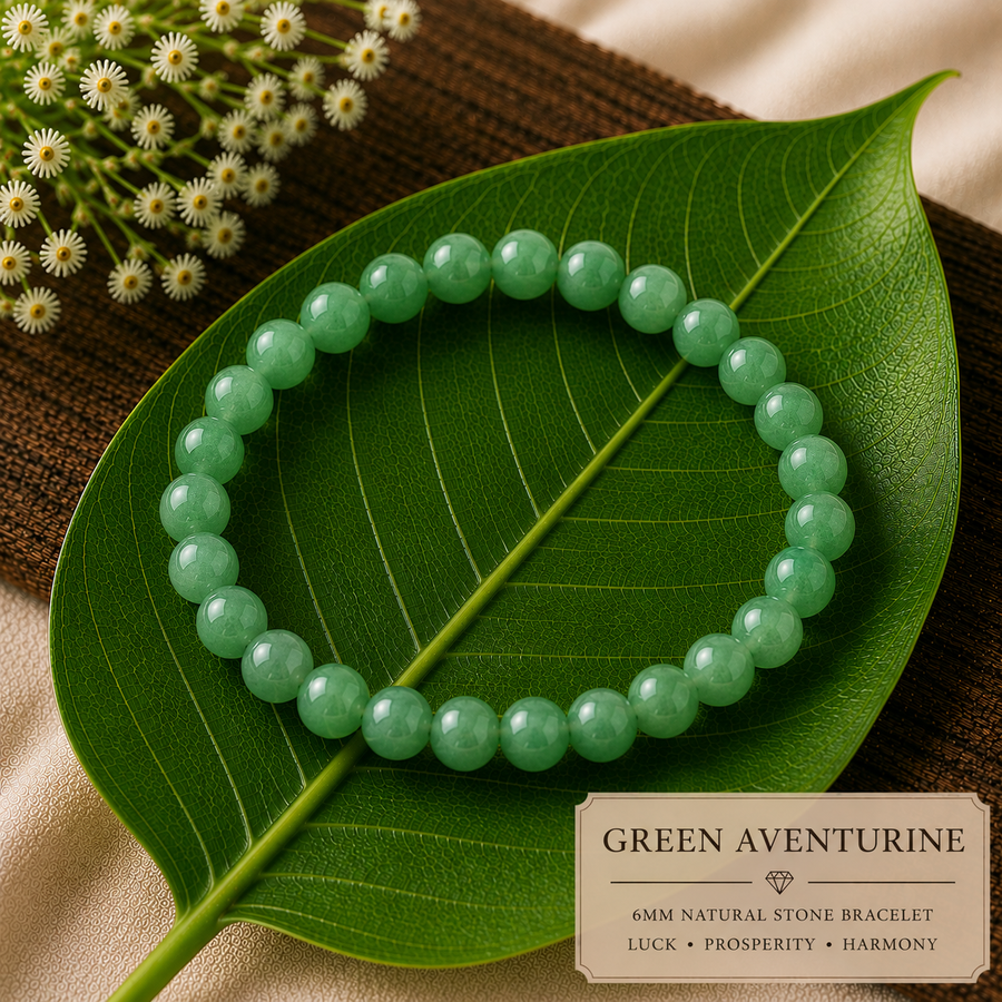 Green Aventurine Natural Stone Bracelet (6mm)  Luck • Prosperity • Harmony