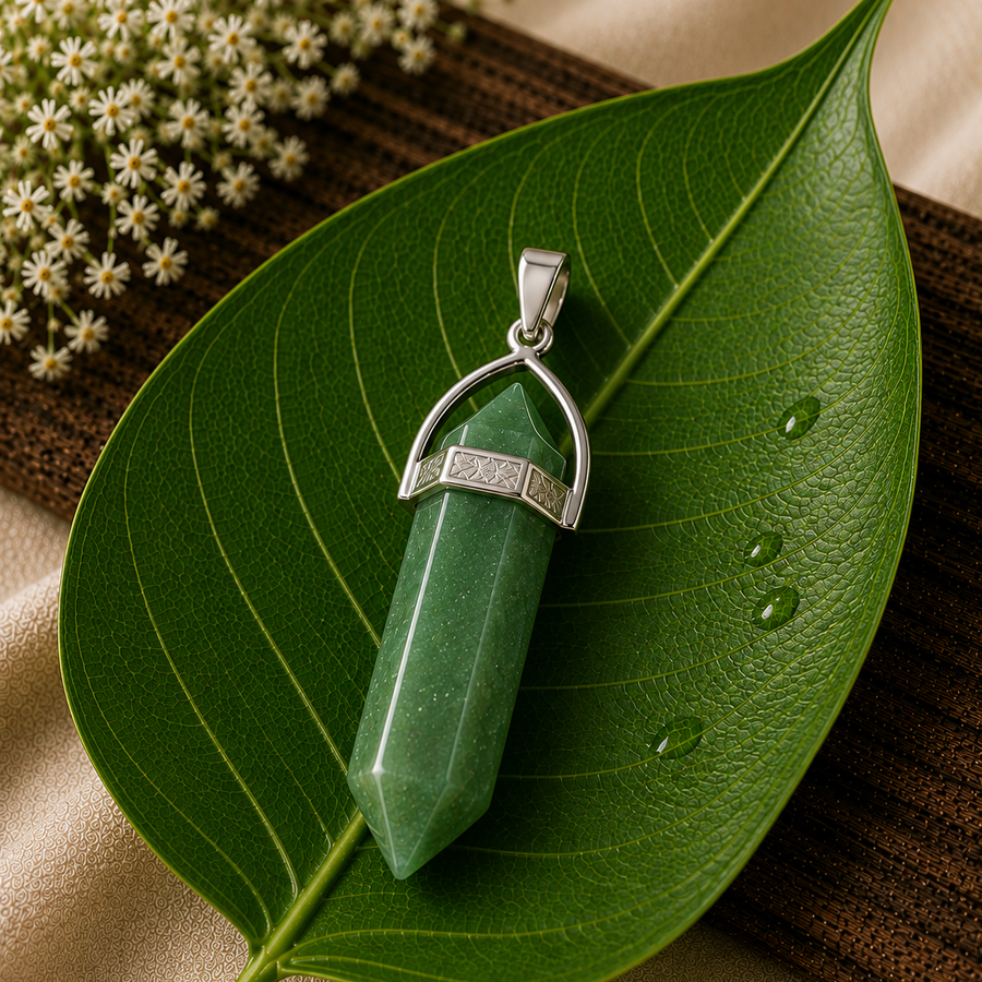 Green Aventurine Crystal Point Pendant  Prosperity • Luck • Harmony