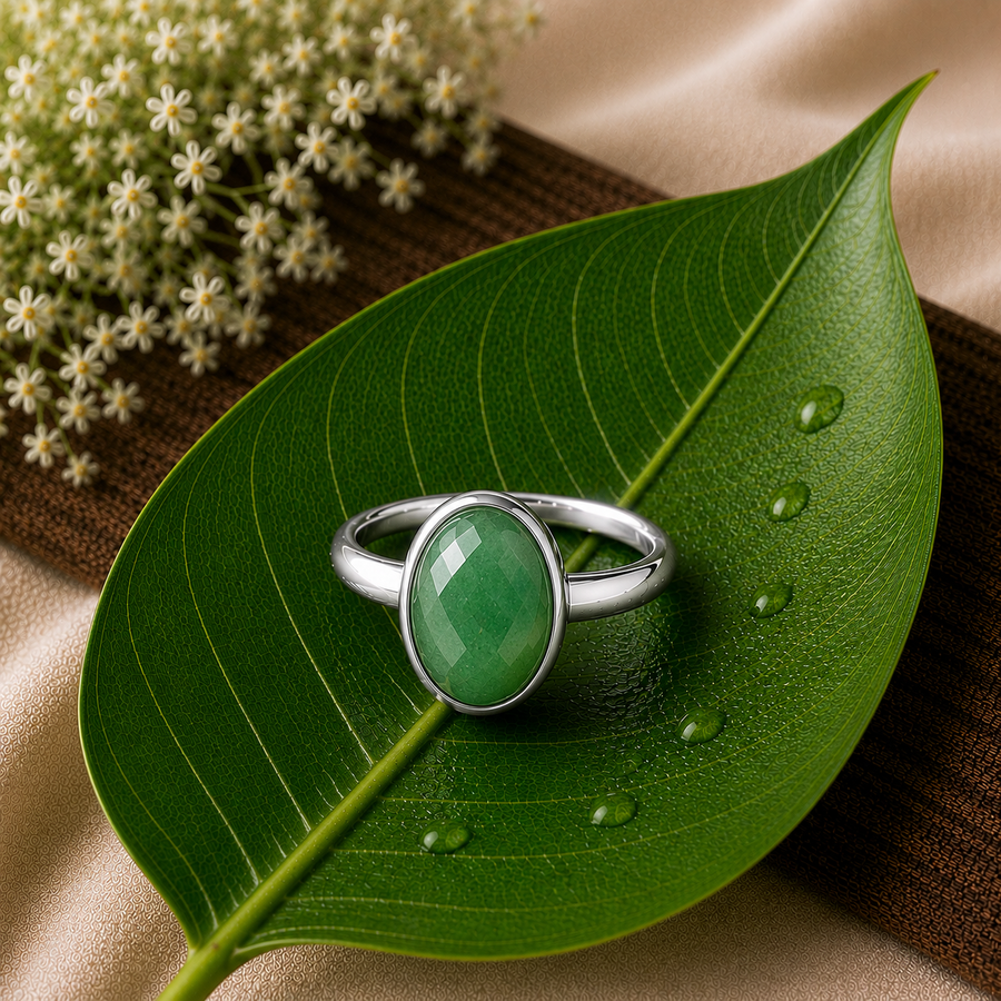 Green Aventurine Crystal Ring  Prosperity • Luck • Harmony