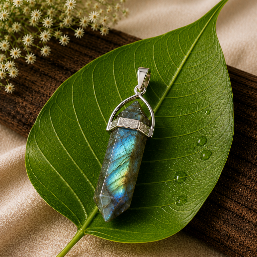 Labradorite Crystal Point Pendant  Protection • Intuition • Transformation