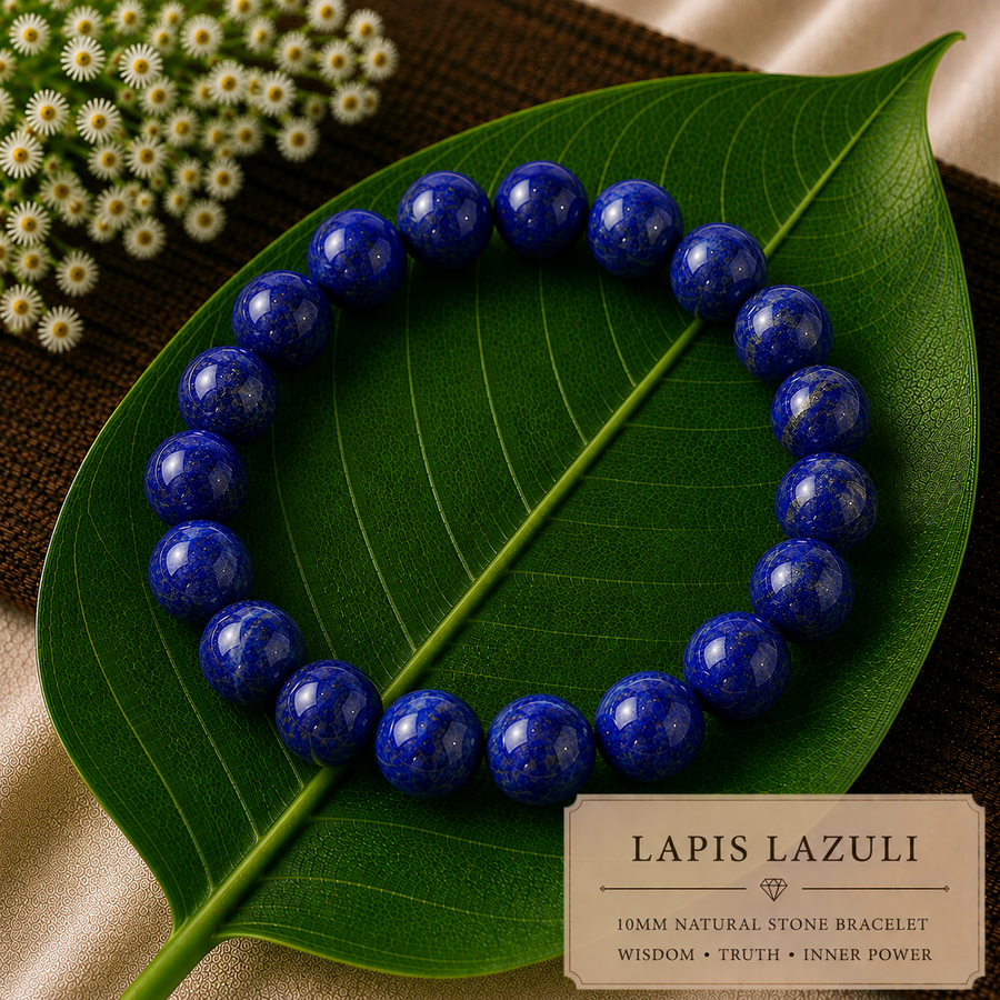 Lapis Lazuli Natural Stone Bracelet (10mm)  Wisdom • Truth • Inner Power