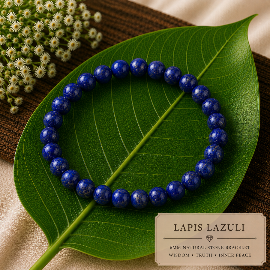 Lapis Lazuli Natural Stone Bracelet (6mm)  Wisdom • Truth • Inner Peace