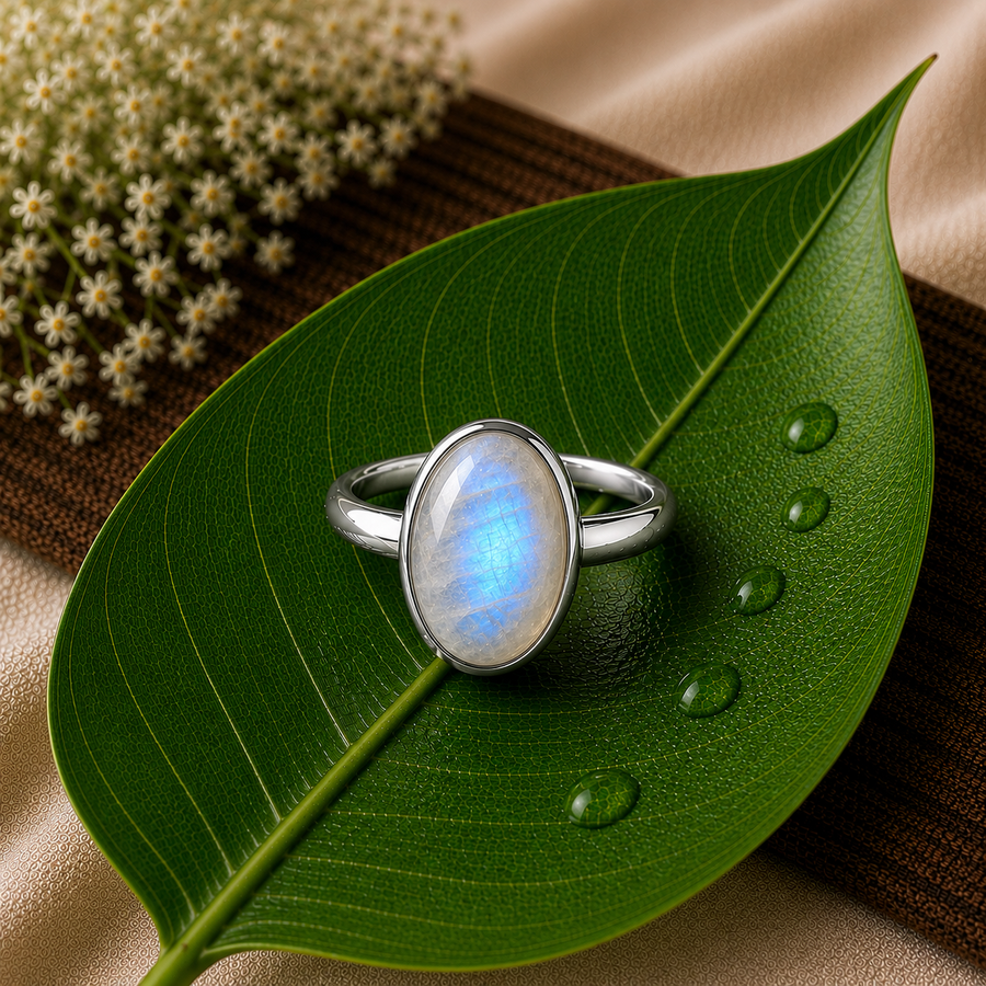 Moonstone Crystal Ring  Intuition • Balance • Inner Harmony