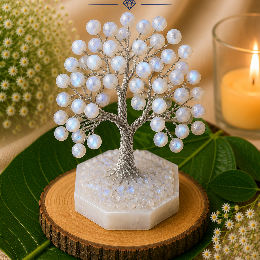 Moonstone Natural Stone Gem Tree  Intuition • Feminine Energy • Balance