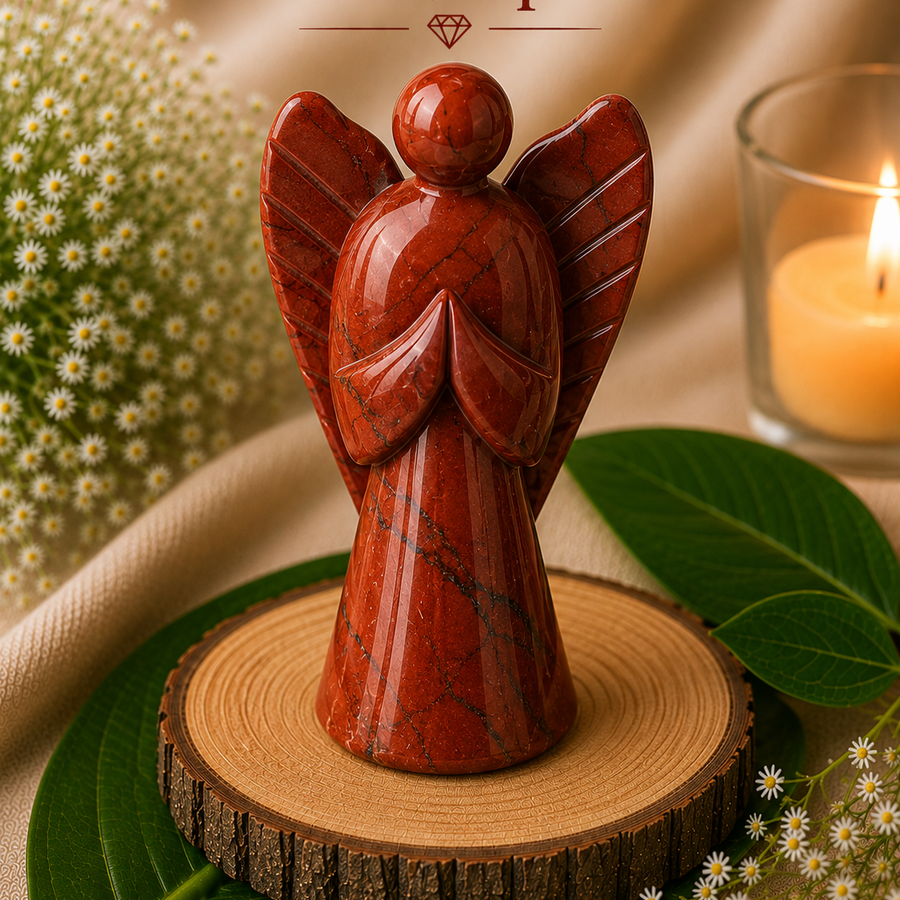 Red Jasper Angel Crystal Figurine  Strength • Stability • Protection