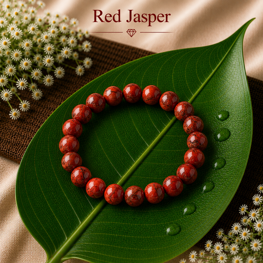 Red Jasper Natural Stone Bracelet (10mm)  Strength • Stability • Protection