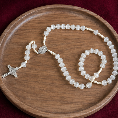 SELENITE 10MM ROSARY