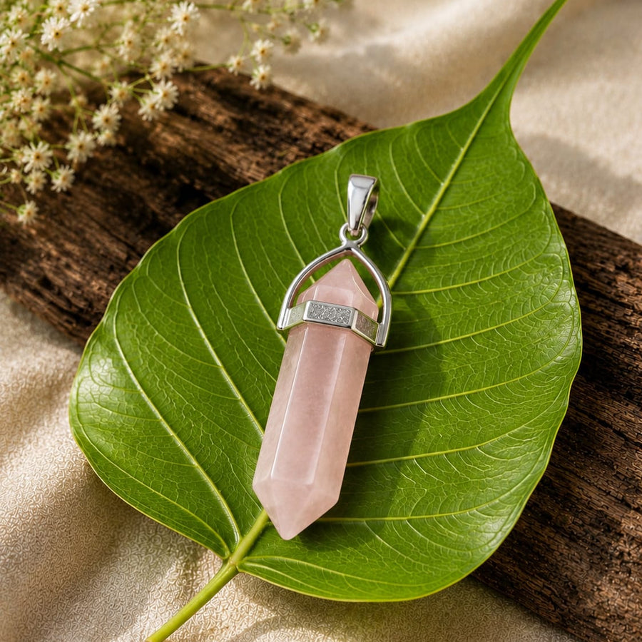 Rose Quartz Crystal Point Pendant Necklace  Love • Compassion • Emotional Healing