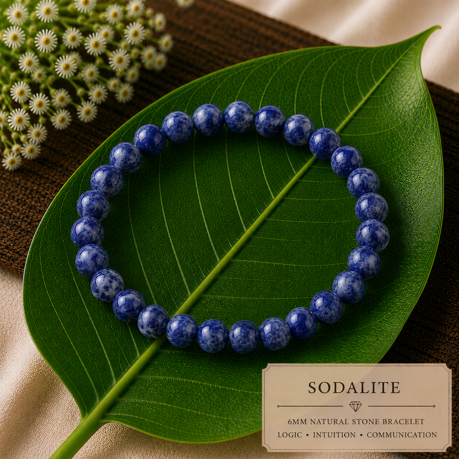Sodalite Natural Stone Bracelet (6mm)  Logic • Intuition • Communication