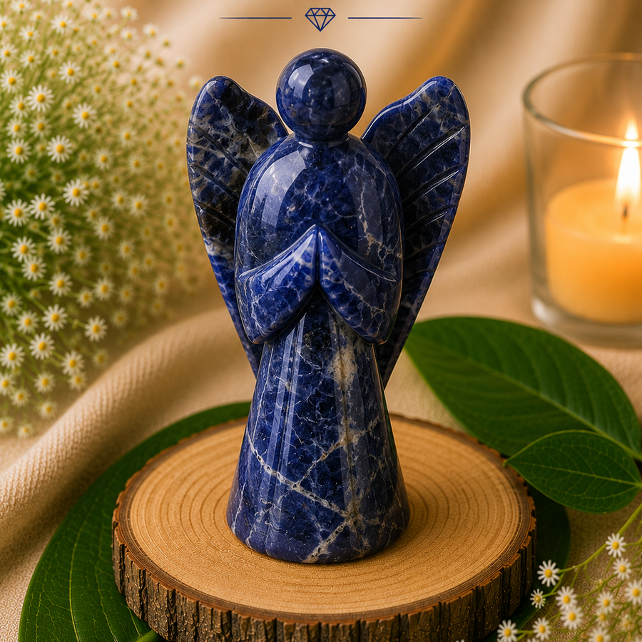 Sodalite Natural Stone Angel Figurine  Wisdom • Communication • Inner Peace