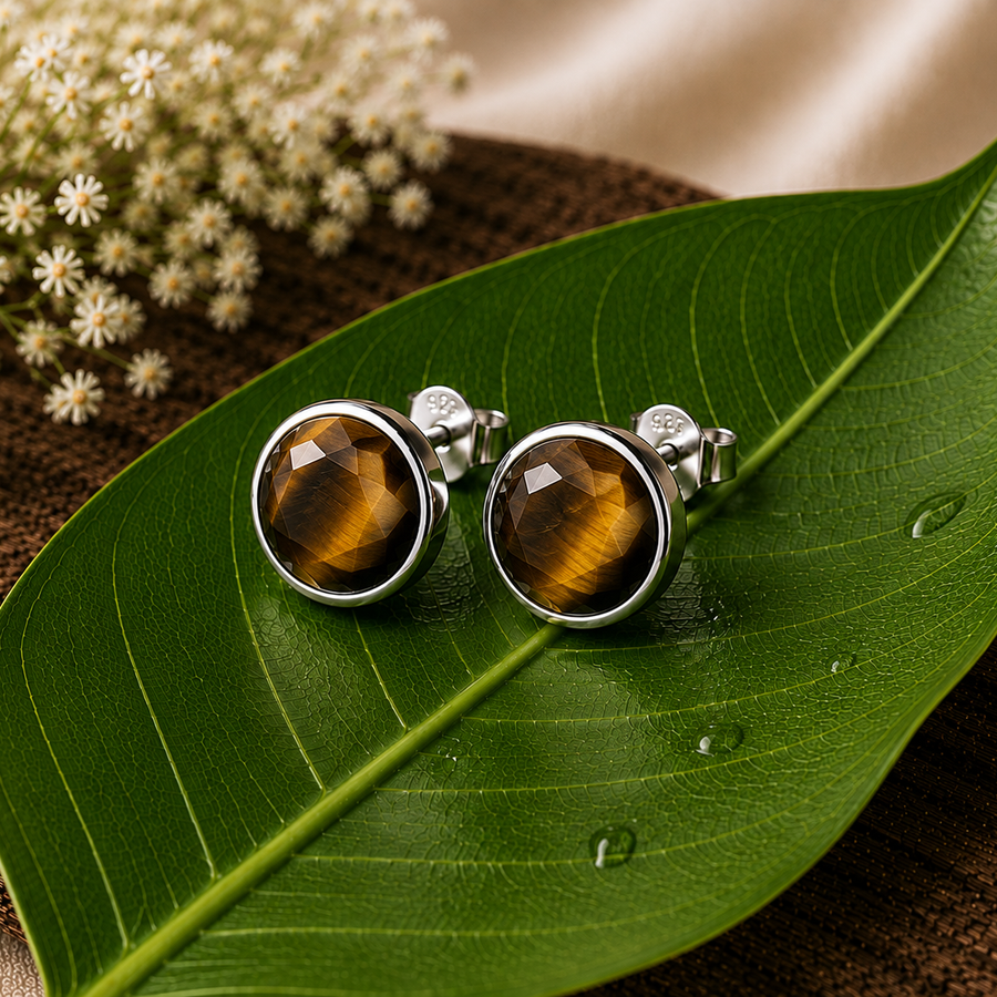 Tiger Eye Stud Earrings  Protection • Confidence • Courage